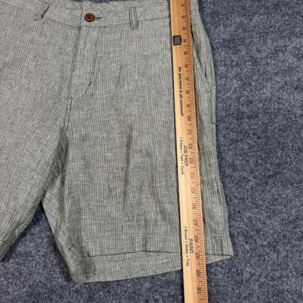 Tommy Bahama Shorts Herringbone Men 36(Fit 34x8.5) Green Linen Cotton Blend NWOT